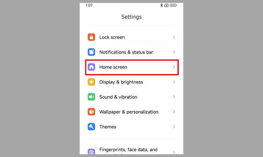 Nhấn vào Màn hình chính