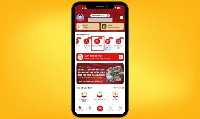 Chọn mục Nhóm Dịch vụ, chọn Dịch vụ khác