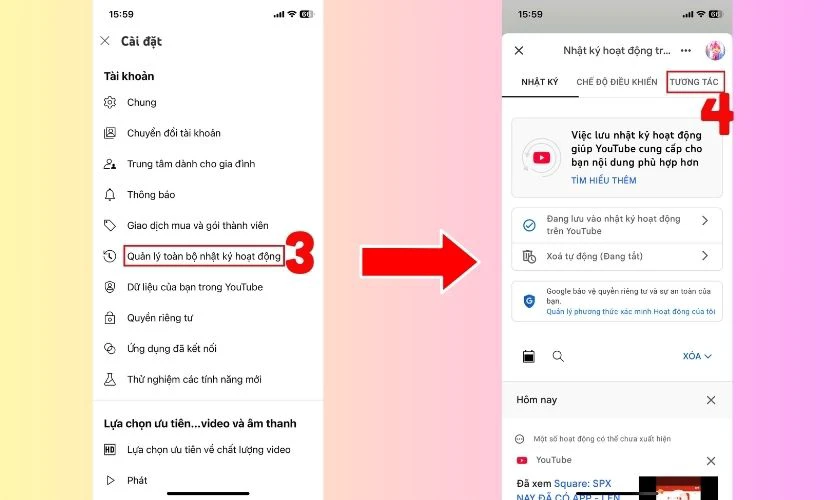 Mở nhật ký hoạt động