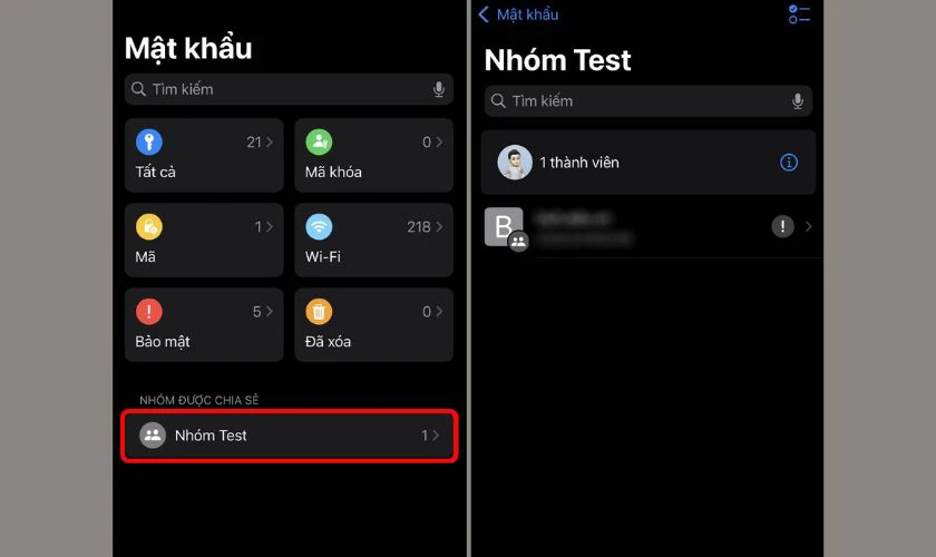Thêm các mật khẩu hoặc mã khóa muốn chia sẻ