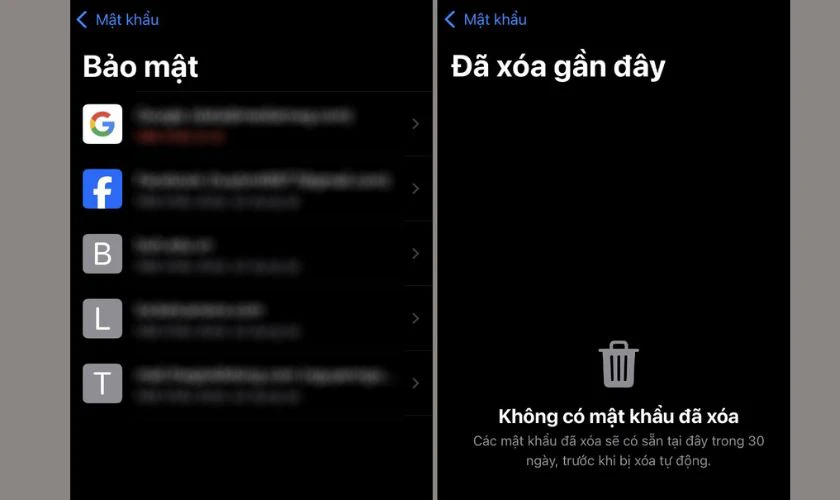 Chuyển sang mục Bảo mật