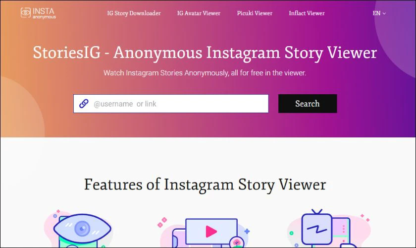 StoriesIG cho phép bạn xem và tải xuống story Instagram ẩn danh