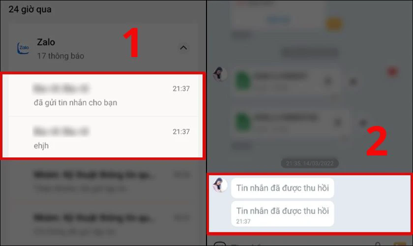 Cách xem tin nhắn đã thu hồi