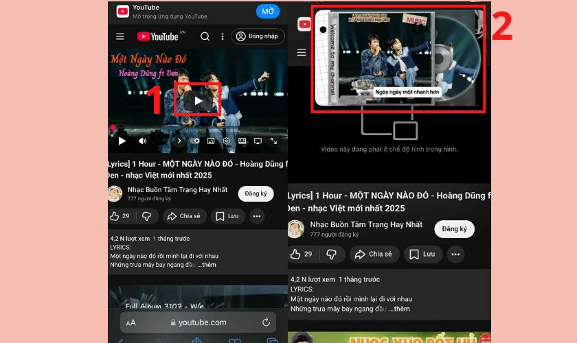 Phát video ngoài màn hình
