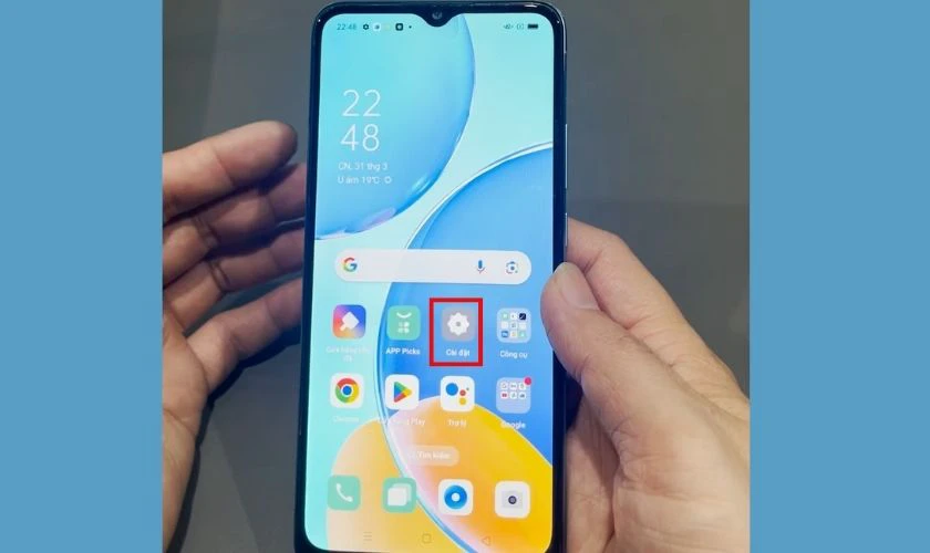 Cách xóa App Market trên OPPO - Vào ứng dụng Cài đặt