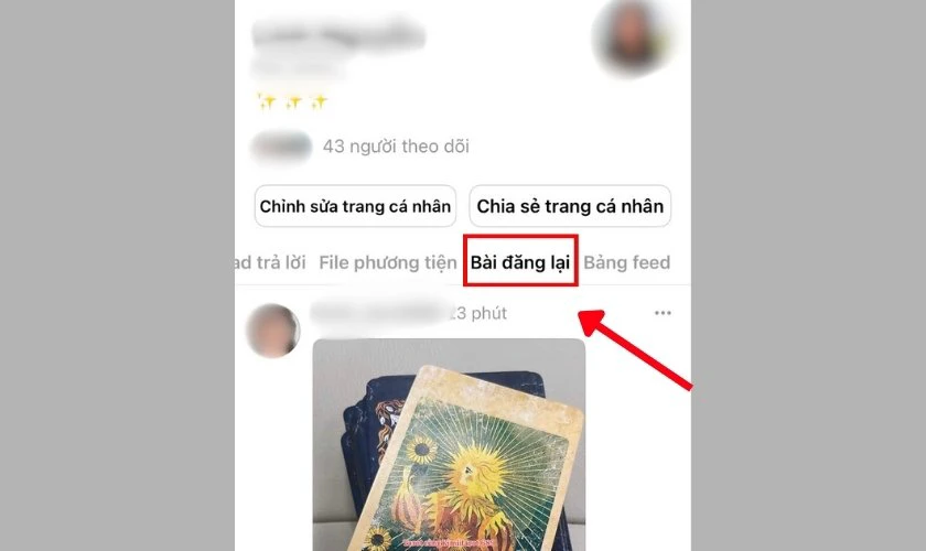 Chọn mục Bài đăng lại và tìm bài đăng lại bạn muốn xóa