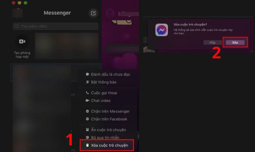 Cách xoá cuộc gọi trên Messenger PC