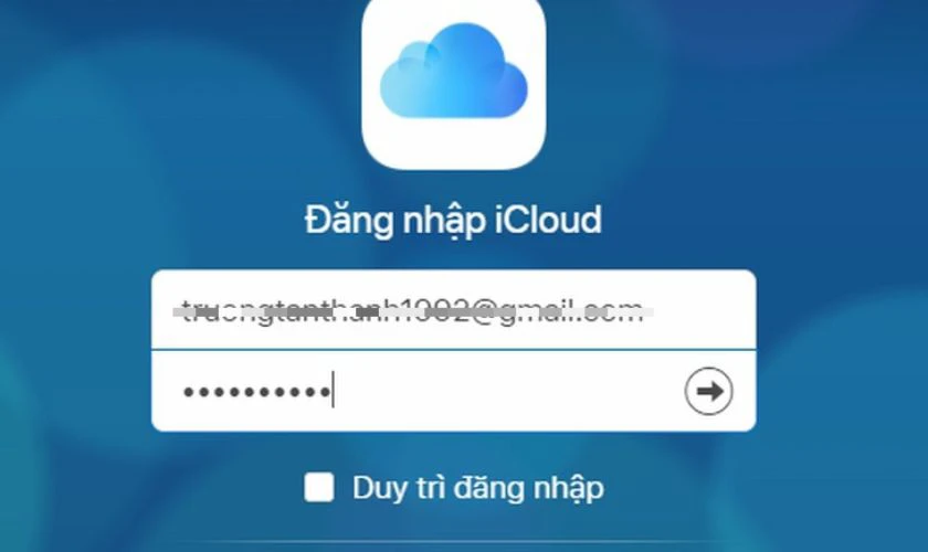 Đăng nhập vào tài khoản iCloud của bạn