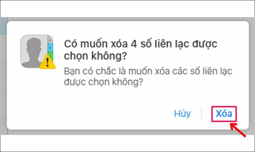 Khi thông báo xuất hiện, nhấn Xóa