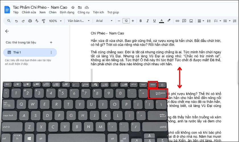 Cách xóa dòng trống trong Google Docs