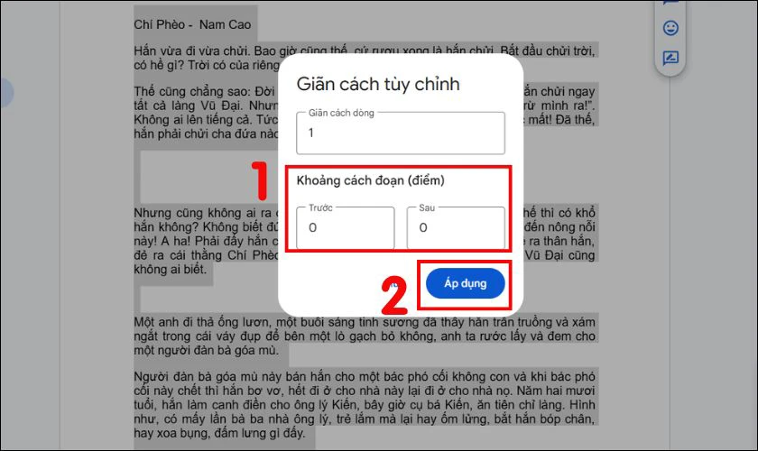 Cách xóa dòng trống trong Google Docs bằng Line Spacing