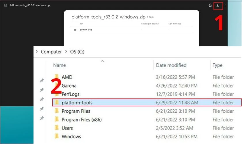 Cách xóa Joyose trên Xiaomi - Tải và giải nén Platform Tools