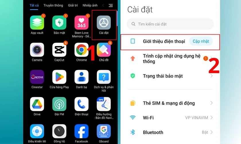 Mở Cài đặt trên điện thoại Xiaomi, vào mục Giới thiệu điện thoại