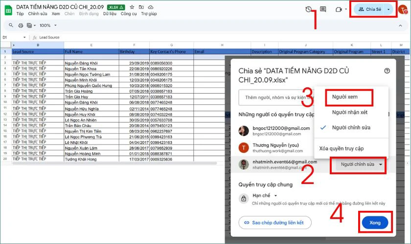 Cách ẩn lịch sử chỉnh sửa trên Google Sheet