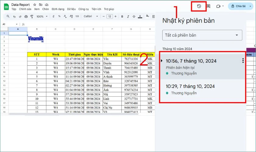 Cách khôi phục một phiên bản cũ từ lịch sử chỉnh sửa Google Sheets