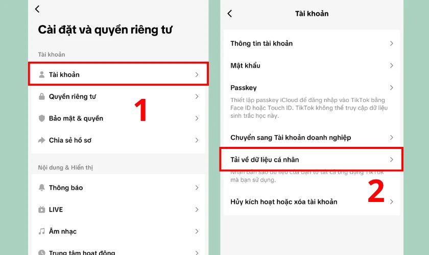 Tải về dữ liệu cá nhân