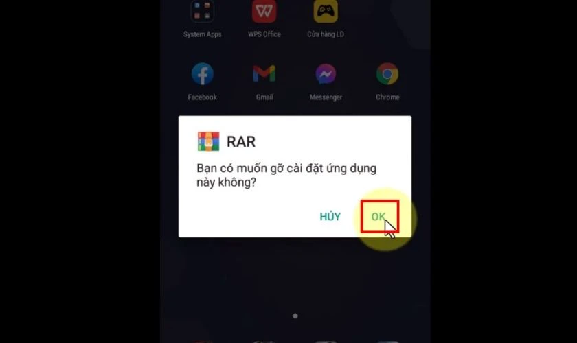 Nhấn OK để xóa ứng dụng trên OPPO