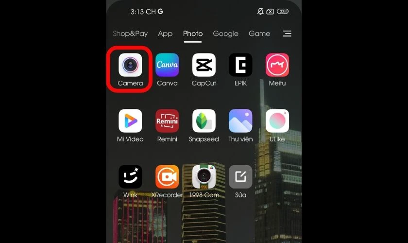 Mở ứng dụng máy ảnh trên điện thoại của bạn