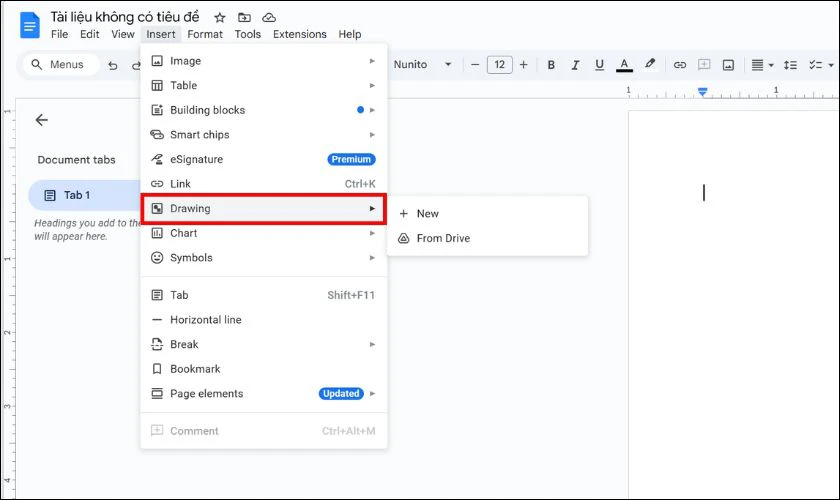 Cách xoay chữ trong Google Docs bằng Textbox