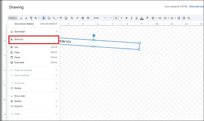 Cách xoay chữ trong Google Docs bằng WordArt
