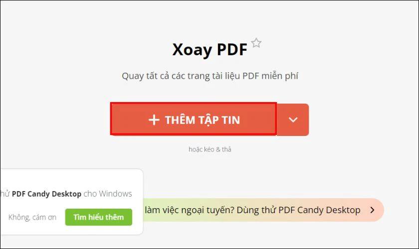 Cách xoay file và lưu lại với PDF candy