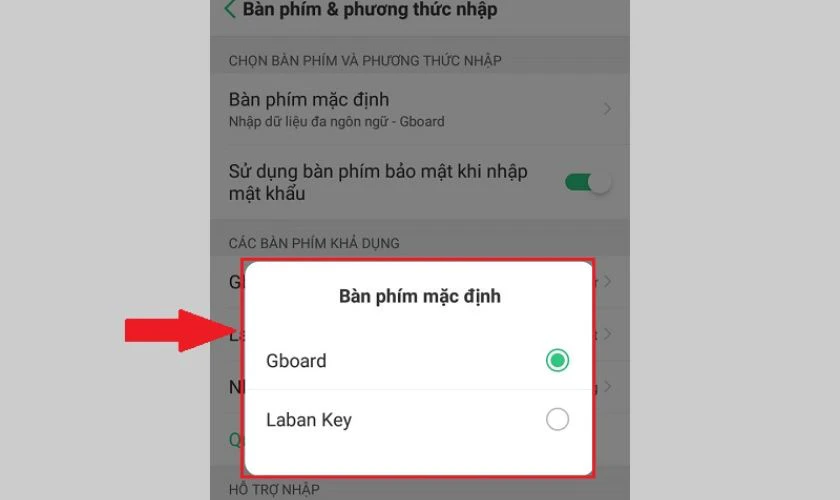 Lựa chọn loại bàn phím mà bạn muốn sử dụng trên điện thoại