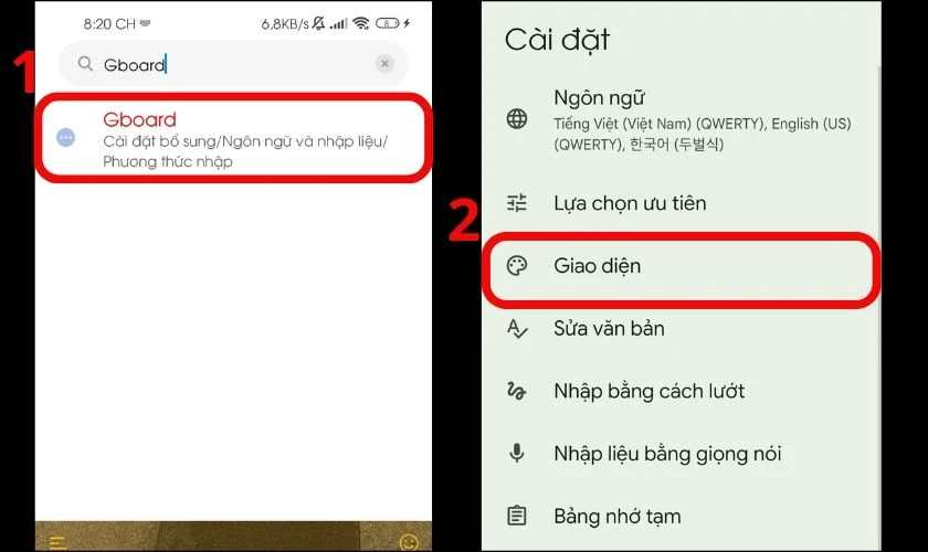 Gợi ý Gboard hiện ra bạn nhấn vào là xong