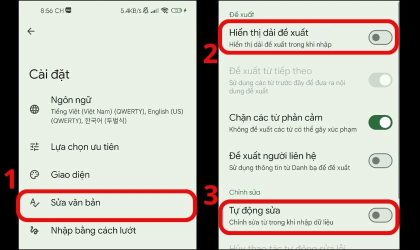 Kéo nút gạt sang trái để tắt tính năng Hiển thị dải đề xuất