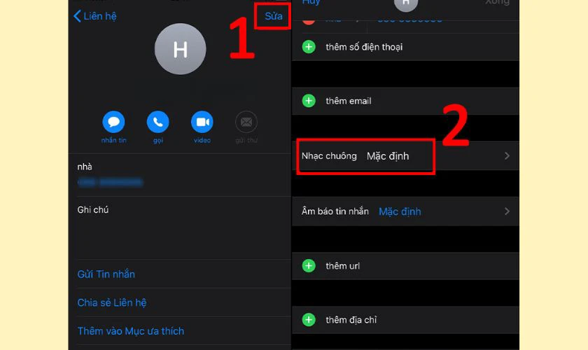 Làm sao để cài nhạc chuông cho từng liên hệ