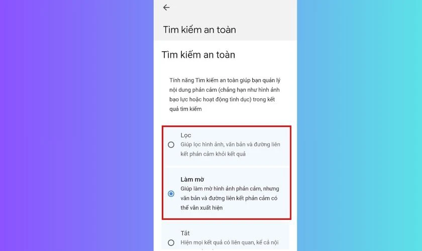 Hướng dẫn cài đặt tìm kiếm an toàn cho điện thoại