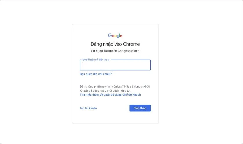 Đăng nhập vào tài khoản Google của bạn