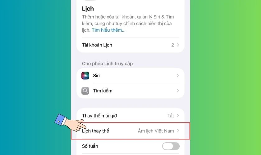 Chọn Lịch thay thế (Alternate Calendars)