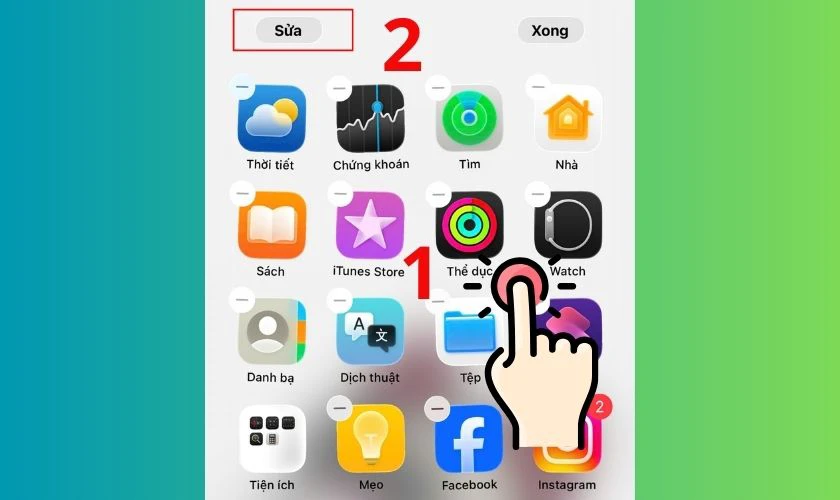Chọn Sửa ở góc trái màn hình
