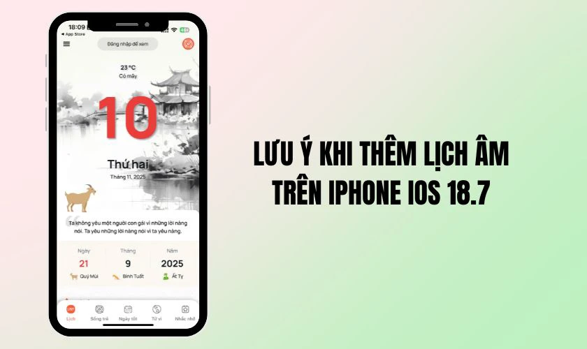 Lưu ý khi thêm lịch âm trên iPhone iOS 18.7