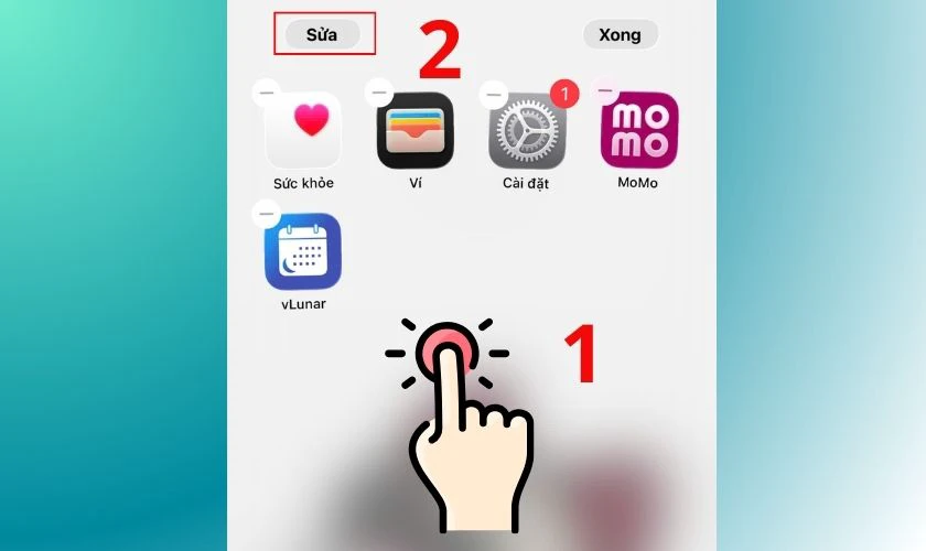 Nhấn giữ màn hình, sau đó hãy nhấn nút Sửa