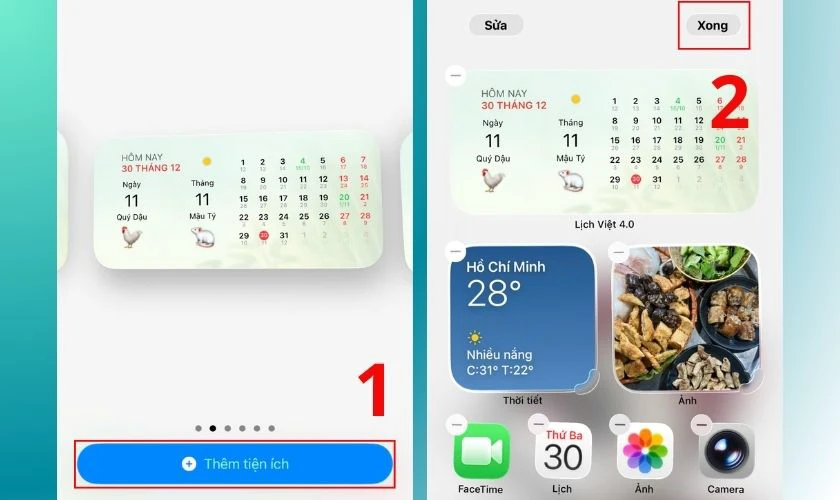 Chọn Thêm tiện ích và chọn Xong