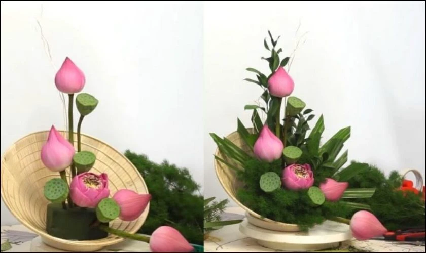 Ý tưởng cắm hoa 20/11 độc đáo với nón lá