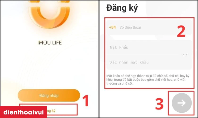 Mở app và đăng ký tài khoản