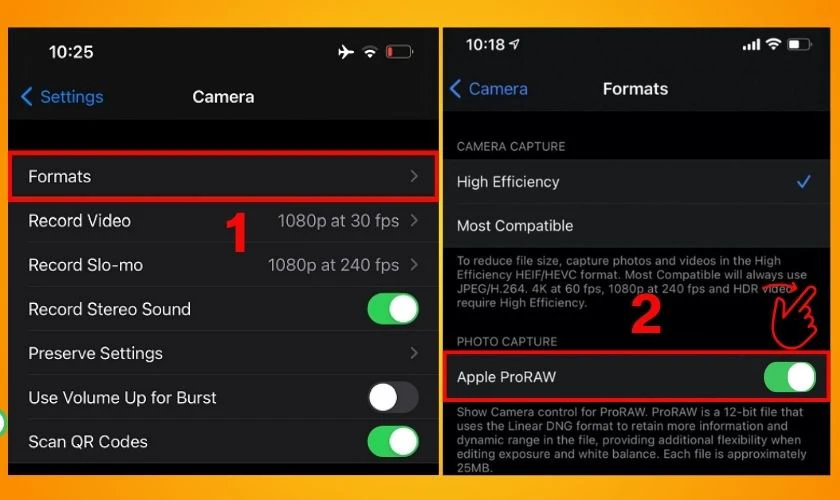Chuyển camera sang chế độ ảnh RAW để kiểm tra màu thực