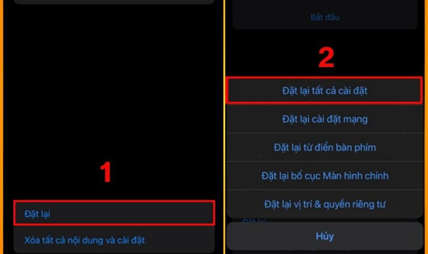 Reset lại tất cả cài đặt để loại trừ lỗi cân bằng trắng tự động