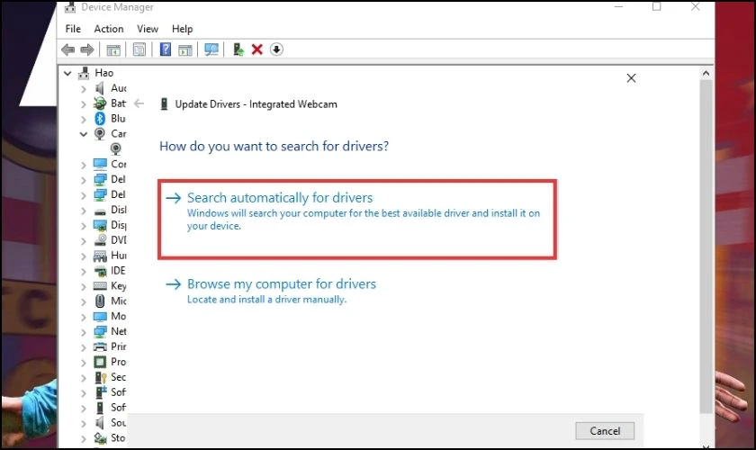 Chọn Search automatically for driver