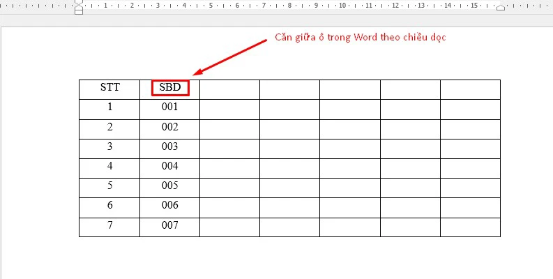 Căn giữa ô trong Word theo chiều dọc (Align Top Center)