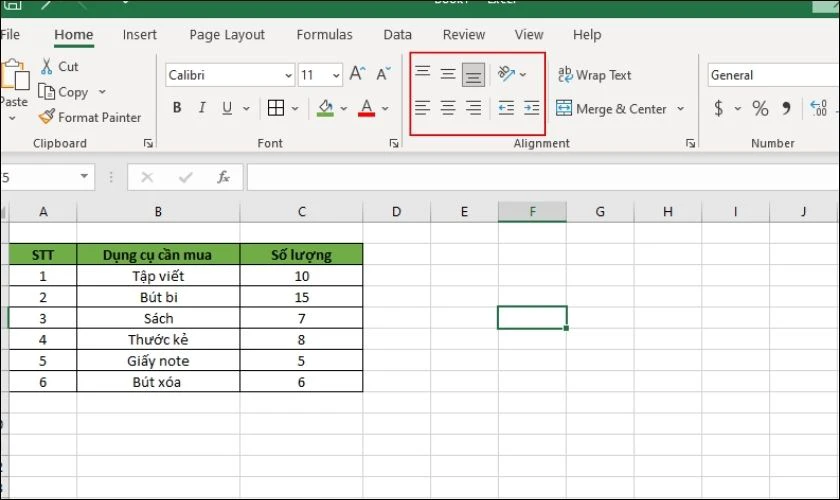 Chọn các nút biểu thị cho các mẫu căn lề cơ bản trong Excel