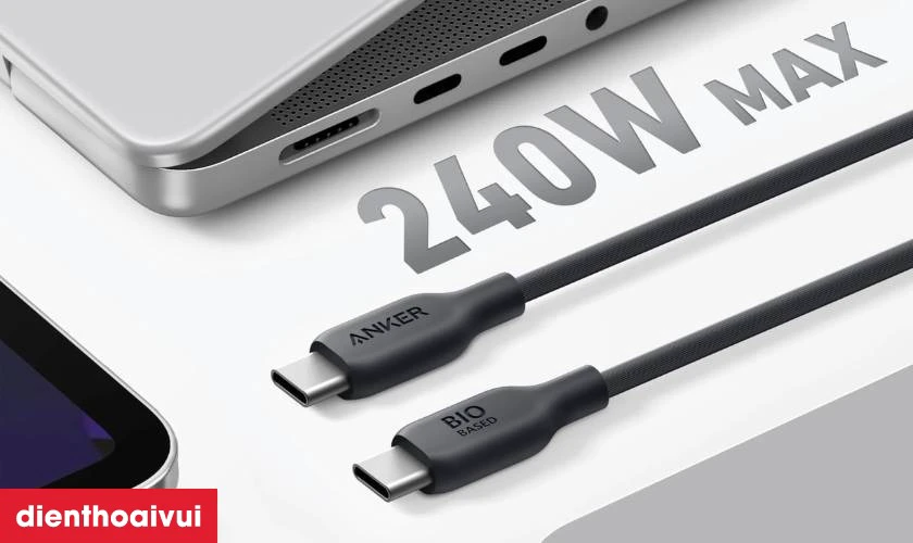 Đặc điểm nổi bật của cáp Anker 543 USB-C to USB-C Nylon BIO-BRAIDED dài 1.8M A80E6