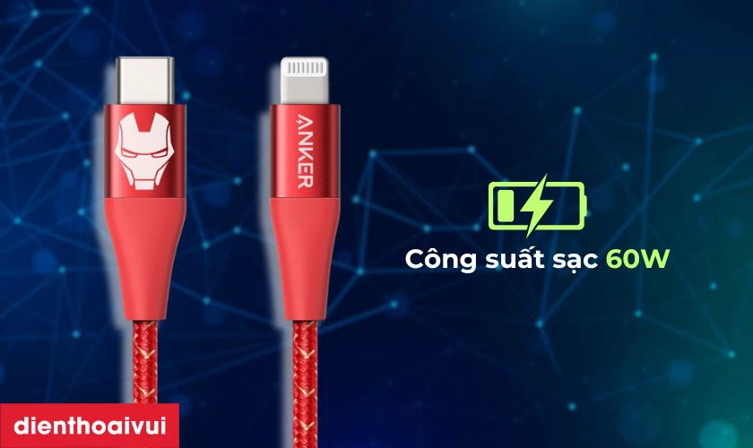 Điểm mạnh của cáp Anker Powerline II USB-C to Lightning (3FT/0.9M) A9548 phiên bản Marvel (Iron Man)