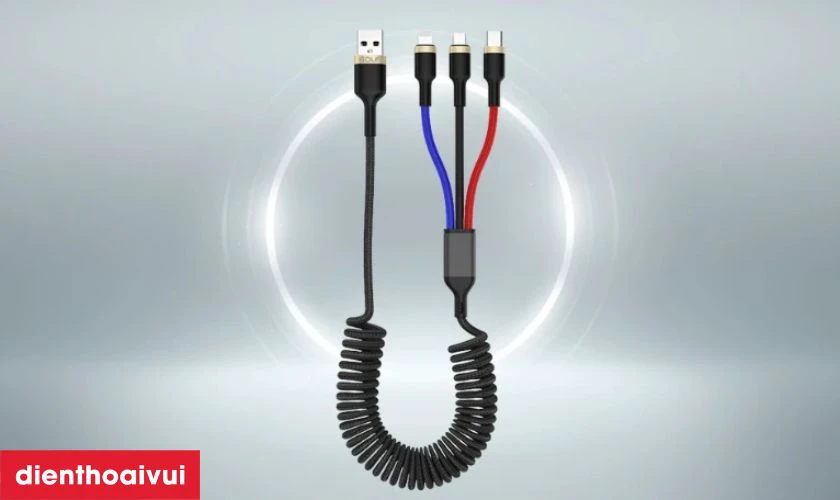 Điểm nổi bật của cáp Golf 3A GC-72X 3 in 1 sạc nhanh dây dù 1.5M