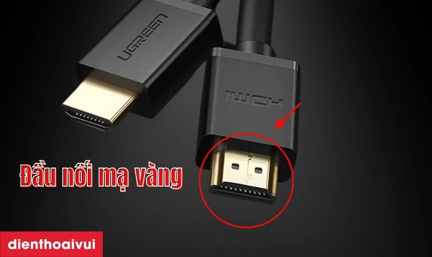 Cáp HDMI Ugreen Flat ED015 1.5M được trang bị đầu nối mạ kim loại 24k