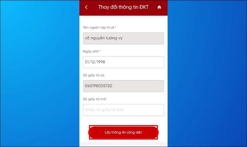 Chọn Lấy th&ocirc;ng tin c&ocirc;ng d&acirc;n