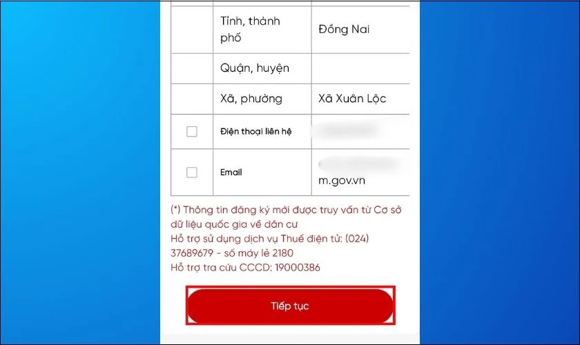 T&iacute;ch chọn v&agrave;o c&aacute;c chỉ ti&ecirc;u v&agrave; chọn Tiếp tục