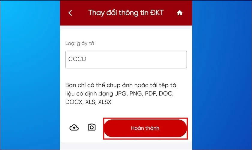 Cập nhật ảnh chụp hai mặt CCCD tr&ecirc;n eTax Mobile v&agrave; bấm Ho&agrave;n th&agrave;nh